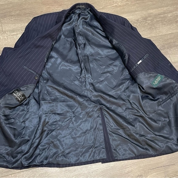 Lauren Ralph Lauren Blazer Sport Coat Navy Blue Pinstriped 2 Button Sz 44 L - Picture 6 of 8